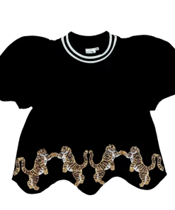 Queen Of Sparkles Tiger Wavy Top