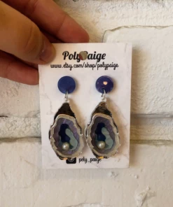 PollyPaige NEW Poly Paige Silver And Blue Oyster Earrings