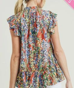 Wanderlust By Abby Plus Size Floral Print Ruffle Top