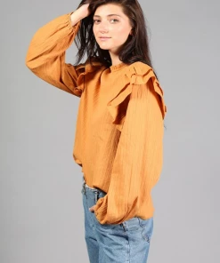 Wanderlust By Abby Ruffel-Trim Woven Blouse NEW