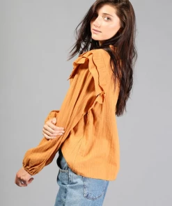 Wanderlust By Abby Ruffel-Trim Woven Blouse NEW