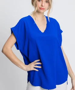 Wanderlust By Abby NEW Cap Sleeve Raw Edge Top