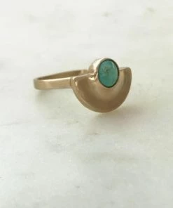 Mimosa Handcrafted Mimosa Minimal Semicircle Turquoise Ring