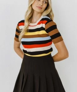Wanderlust By Abby Multi Color Stripe Sweater
