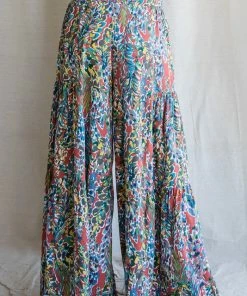 Wanderlust By Abby Watercolor Floral Print Palazzo Pants NEW
