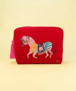 Wanderlust By Abby NEW Zebra Carnival Velvet Wash Bag