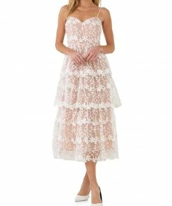 Wanderlust By Abby Crochet Layered Midi Dress
