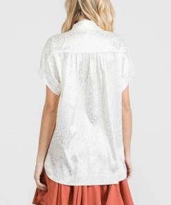 Wanderlust By Abby Satin Leopard Print Button Up
