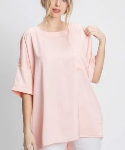 Wanderlust By Abby NEW Solid Satin Top With Pocket
