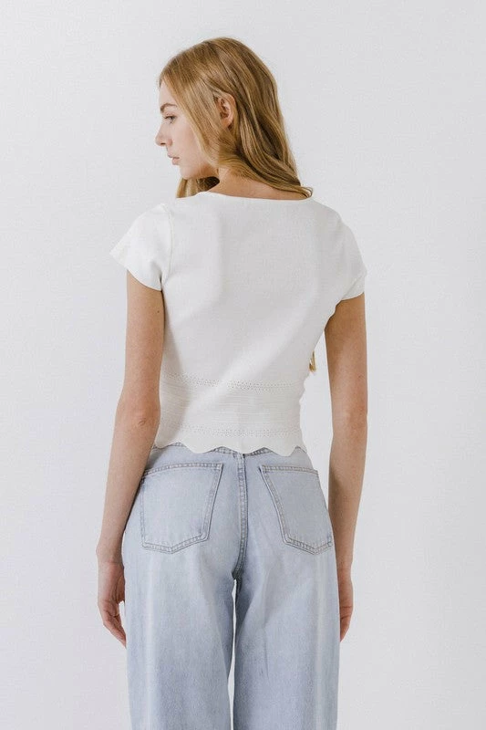 Wanderlust By Abby NEW Scallop Hem Square Neck Short Sleeve 4 Wanderlust By Abby NEW Scallop Hem Square Neck Short Sleeve