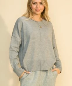 Wanderlust By Abby Seam Front Side Slit Sweater