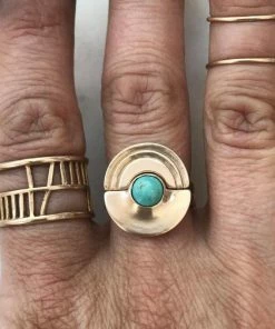 Mimosa Handcrafted Mimosa Minimal Semicircle Turquoise Ring