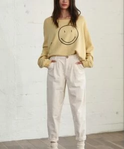 Wanderlust By Abby Smiley Face Embroidered Garment Dye Top