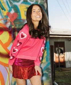 Queen Of Sparkles QOS Heart On Your Sleeve Sweatshirt NEW