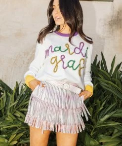 Queen Of Sparkles NEW QOS Mardi Gras Leather Fringe Belt Skirt