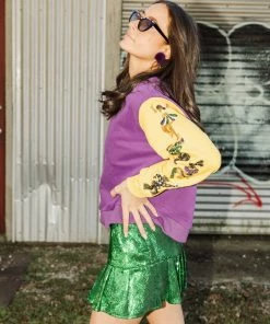 Queen Of Sparkles NEW QOS Green Sequin Flounce Skirt