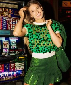 Queen Of Sparkles NEW Queen Of Green Paillette Sweater