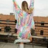 Wanderlust By Abby Rainbow Fringe Leather Jacket NEW