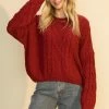 Wanderlust By Abby Crew Neck Cable Pullover Sweater