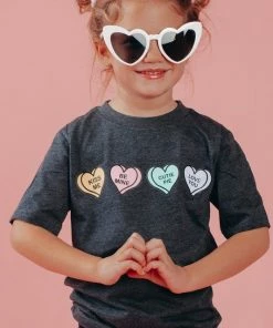 Wanderlust By Abby NEW Kid's Charcoal Hearts Tee