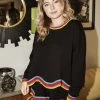 CLOTHING Queen Of Sparkles Rainbow Trim Sweater