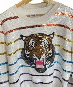 Queen Of Sparkles Tiger Head Sweatshirt