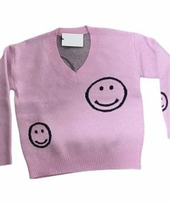 Wanderlust By Abby Smiley Face Long Sleeve Sweater