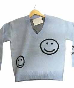 Wanderlust By Abby Smiley Face Long Sleeve Sweater