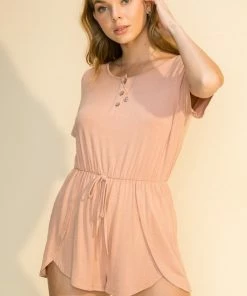 Wanderlust By Abby NEW Button Detail Tulip Hem Romper