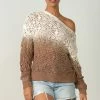 Wanderlust By Abby Off The Shoulder Two Tone Sweater NEW