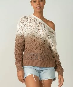 Wanderlust By Abby Off The Shoulder Two Tone Sweater NEW