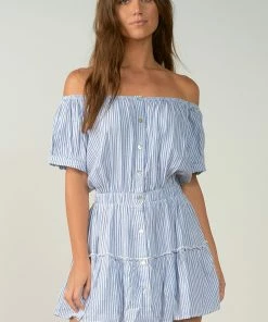 Wanderlust By Abby NEW Off The Shoulder Striped Dress