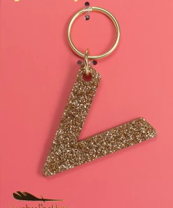 Wanderlust By Abby Glitter Letter Keychain NEW